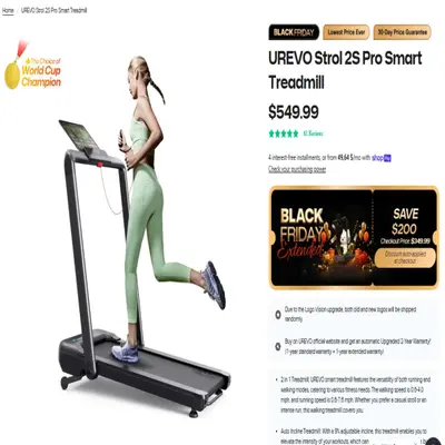 UREVO Strol 2S Pro Smart Treadmill, Foldable, LCD, Remote Control - Thumbnail 2